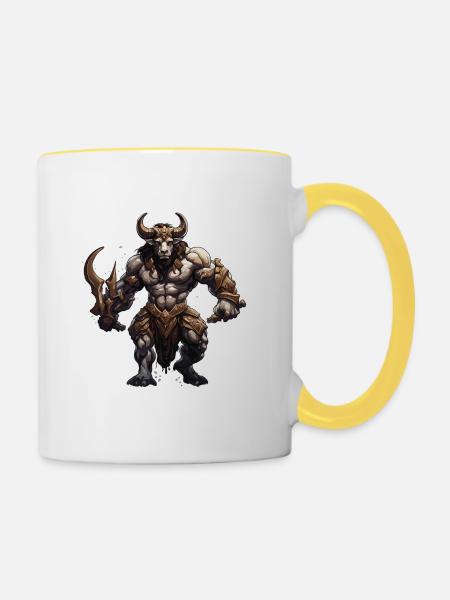 Minotaure / Mythologie grecque / Créature - Mug contrasté - blanc/jaune