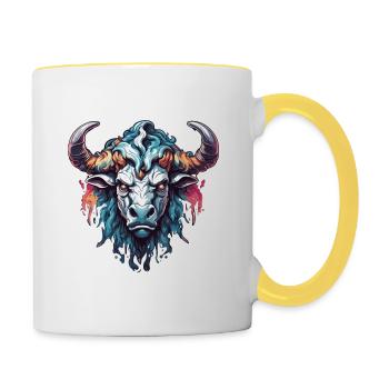 Minotaure / Mythologie grecque / Créature - Mug contrasté - blanc/jaune - Droite