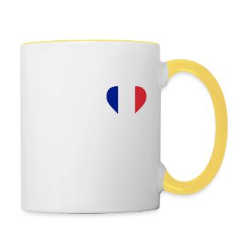 Cœur drapeau France - Mug contrasté - blanc/jaune - Droite