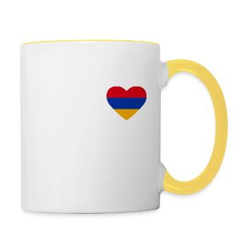 Cœur drapeau Arménie - Mug contrasté - blanc/jaune - Droite