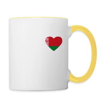 Cœur drapeau Biélorussie - Mug contrasté - blanc/jaune - Droite