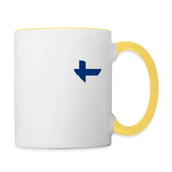Cœur drapeau Finlande - Mug contrasté - blanc/jaune - Droite