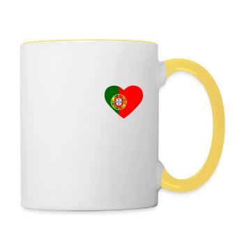 Cœur drapeau Portugal - Mug contrasté - blanc/jaune - Droite