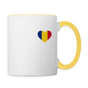 Cœur drapeau Roumanie - Mug contrasté - blanc/jaune - Droite