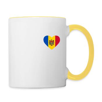 Cœur drapeau Moldavie - Mug contrasté - blanc/jaune - Droite