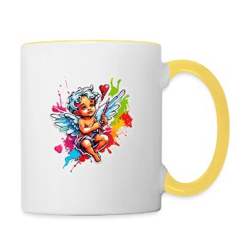 Cupid / Love / Arrow / Heart / Valentine's Day - Contrasting Mug - white/yellow - Right