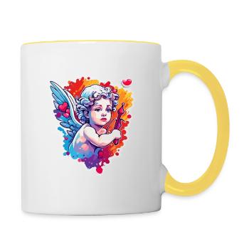 Cupid / Love / Arrow / Heart / Valentine's Day - Contrasting Mug - white/yellow - Right