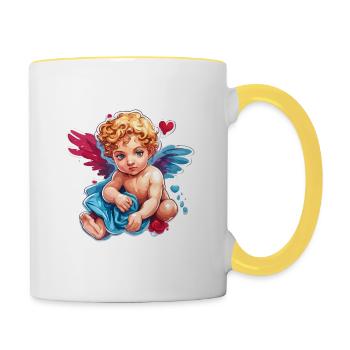 Amor / Liebe / Pfeil / Herz / Valentinstag - Tasse zweifarbig - Weiß/Gelb - Rechts