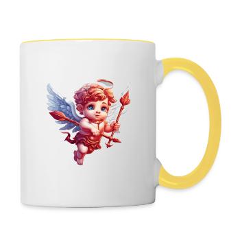 Cupidon / Amour / Flèche / Coeur / Saint Valentin - Mug contrasté - blanc/jaune - Droite