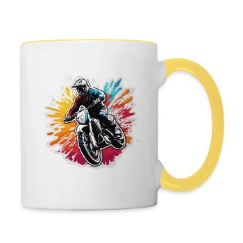 Motard / Motard / Motard / Deux-roues / Cross - Mug contrasté - blanc/jaune - Droite