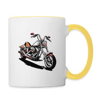 Motard / Motard / Motard / Deux-roues / Cross - Mug contrasté - blanc/jaune - Droite