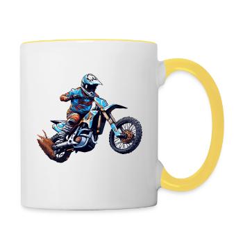 Motard / Motard / Motard / Deux-roues / Cross - Mug contrasté - blanc/jaune - Droite