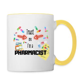 Croyez-moi, je suis pharmacien - Mug contrasté - blanc/jaune - Droite