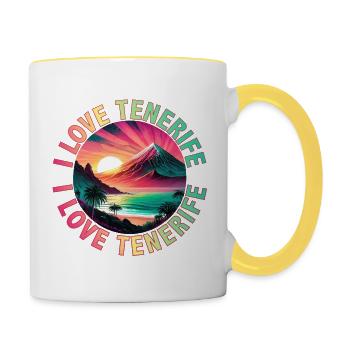 Vacances à Tenerife Soleil sur les îles Canaries Soleil de Tenerife - Mug contrasté - blanc/jaune - Droite