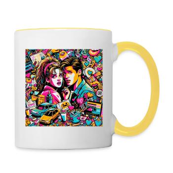 90s romantic - Tasse zweifarbig - Weiß/Gelb - Rechts
