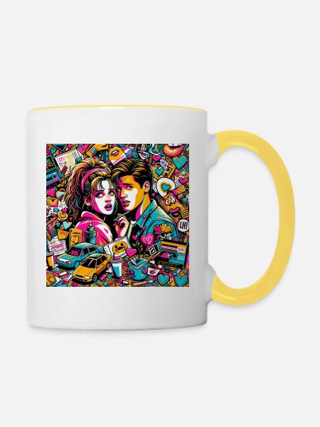 90s romantic - Tasse zweifarbig - Weiß/Gelb