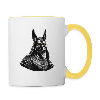 Egypte / Pharaon / Momies / Hiéroglyphes / Sphinx - Mug contrasté - blanc/jaune - Droite