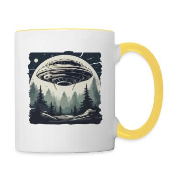 Alien / Spaceship / UFO / Area 51 / All / Mars - Contrasting Mug - white/yellow - Right