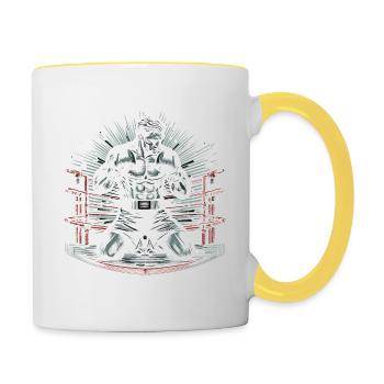 Boxeur - Mug contrasté - blanc/jaune - Droite