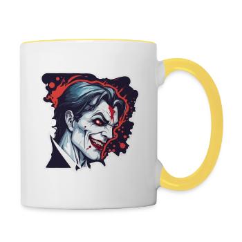 Vampir / Dracula / Blutsauger / Halloween / Mythos - Tasse zweifarbig - Weiß/Gelb - Rechts