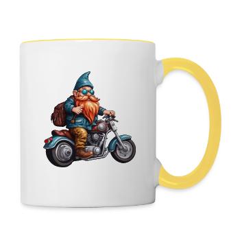 Gartenzwerg / Märchenland / Kobold / Gnom / Logo - Tasse zweifarbig - Weiß/Gelb - Rechts