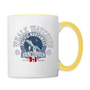 Whale watching pacific northwest 2 - Mug contrasté - blanc/jaune - Droite