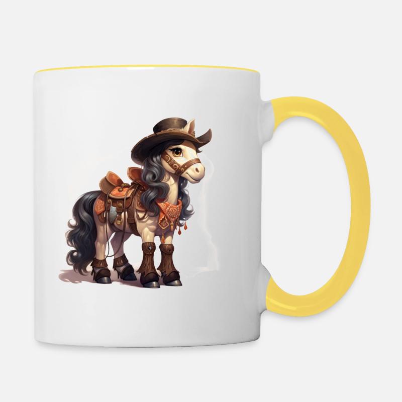 Poney occidental puissant - Mug contrasté - blanc/jaune
