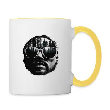 Sonnenbrille / Mann / Wald / Porträt / Kerl - Tasse zweifarbig - Weiß/Gelb - Rechts