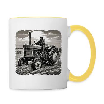 Tractor / Agriculture / Farmer / Field Work - Contrasting Mug - white/yellow - Right