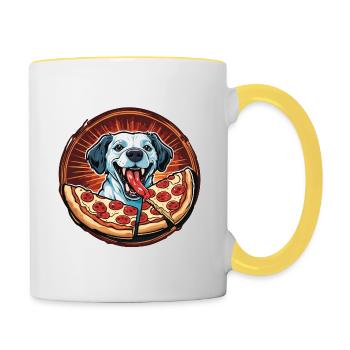 Pizza / Restauration rapide / Italienne / Margherita - Mug contrasté - blanc/jaune - Droite