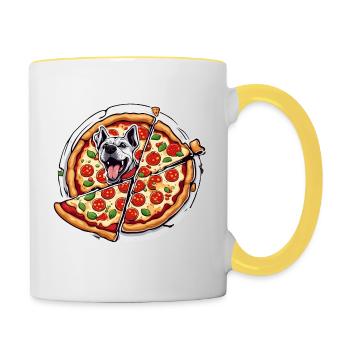 Pizza / Fast Food / Italienisch / Margherita - Tasse zweifarbig - Weiß/Gelb - Rechts