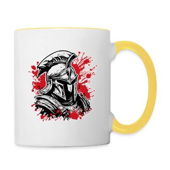 Spartan / Warrior / Fighter / Ancient / Sparta - Contrasting Mug - white/yellow - Right