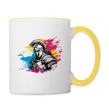 Spartan / Warrior / Fighter / Ancient / Sparta - Contrasting Mug - white/yellow - Right