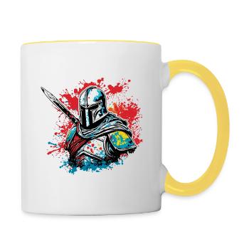 Spartan / Warrior / Fighter / Ancient / Sparta - Contrasting Mug - white/yellow - Right
