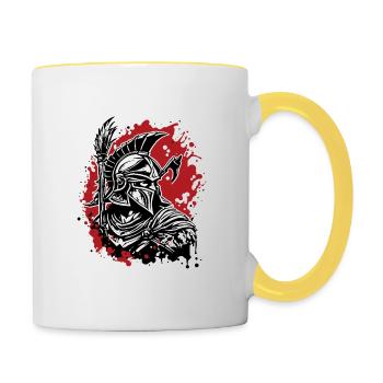 Spartan / Warrior / Fighter / Ancient / Sparta - Contrasting Mug - white/yellow - Right