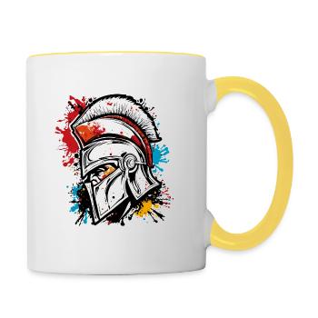 Spartan / Warrior / Fighter / Ancient / Sparta - Contrasting Mug - white/yellow - Right