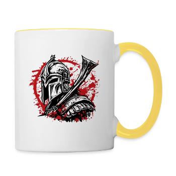 Spartan / Warrior / Fighter / Ancient / Sparta - Contrasting Mug - white/yellow - Right
