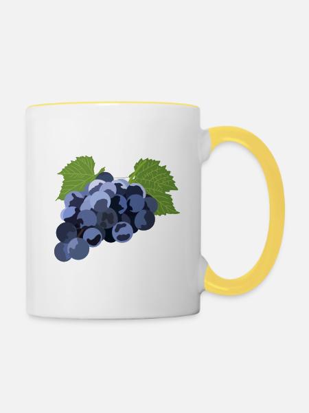 Trauben - Tasse zweifarbig - Weiß/Gelb