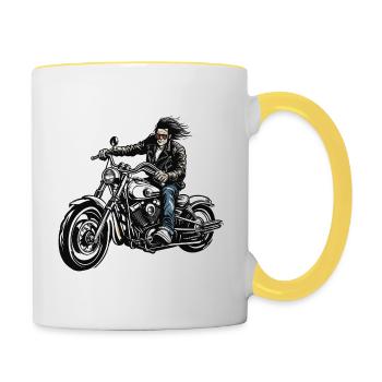 Motorrad Logo / Bike / Zweirad / Fahrzeug / Motors - Tasse zweifarbig - Weiß/Gelb - Rechts