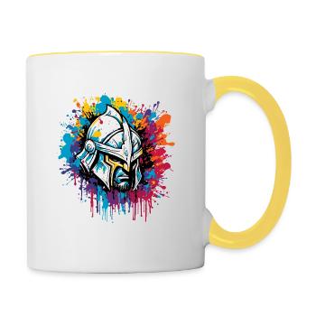 Spartan / Warrior / Fighter / Ancient / Sparta - Contrasting Mug - white/yellow - Right