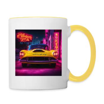 Eclats Rétro - Mug contrasté - blanc/jaune - Droite