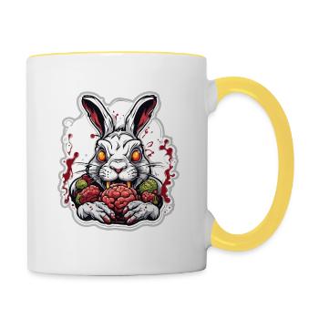 Lapin de Pâques / Pâques / Oeufs / Vacances / Pâques - Mug contrasté - blanc/jaune - Droite
