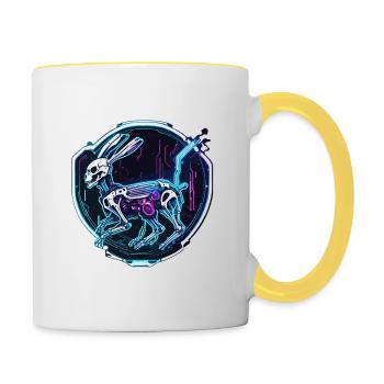 Lapin de Pâques / Pâques / Oeufs / Vacances / Pâques - Mug contrasté - blanc/jaune - Droite