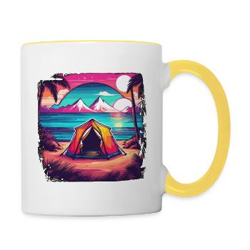 Forest / Wild / Tent / Wilderness / Trees / Life - Contrasting Mug - white/yellow - Right