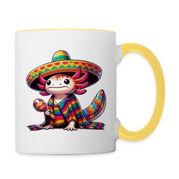 Cinco de Mayo Axolotl: Celebratory Design - Contrasting Mug - white/yellow - Right