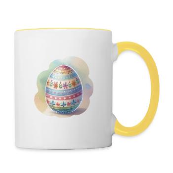 Oeuf de Pâques minimaliste à l’aquarelle peinte Style - Mug contrasté - blanc/jaune - Droite