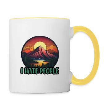 I hate people - Nature, hiking, camping - Contrasting Mug - white/yellow - Right