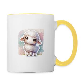 Un mouton de Pâques doux avec de la laine moelleuse - Mug contrasté - blanc/jaune - Droite