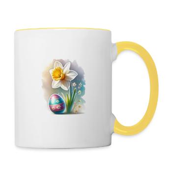 A Beautiful Daffodil With an Easter Egg - Contrasting Mug - white/yellow - Right