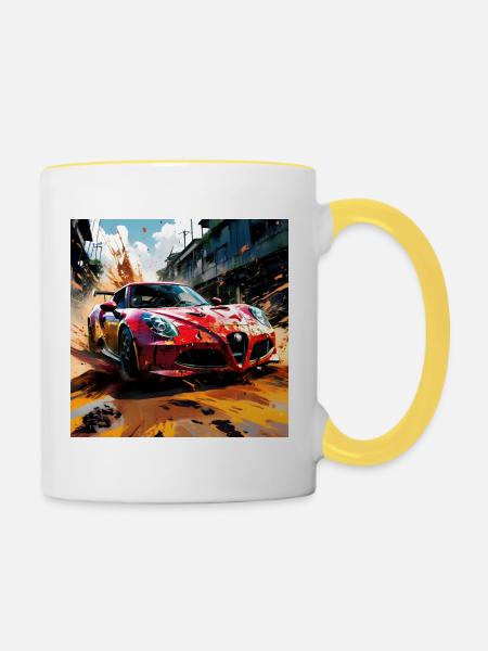Rallye-Raid #2 - Tasse zweifarbig - Weiß/Gelb